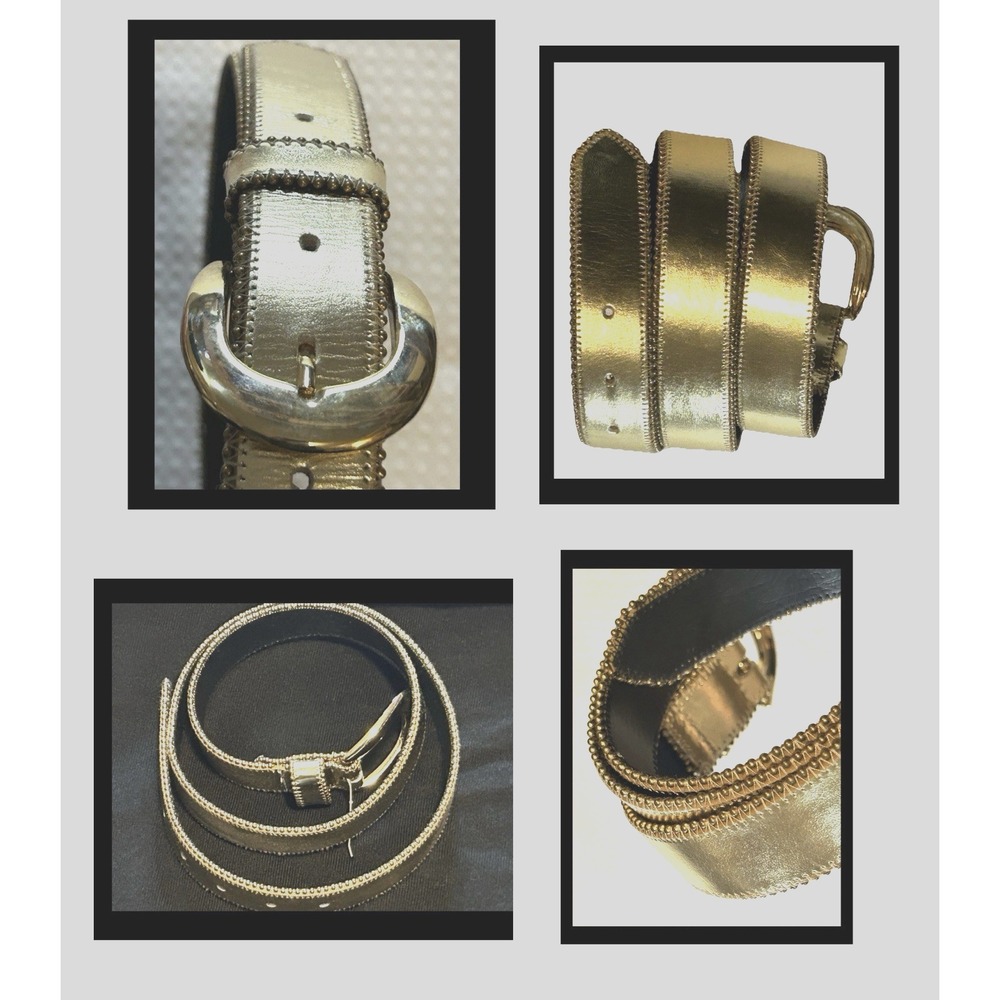Two Blondes‎ - Women's - Gold Colored Belt Genuine Soft Leather Buckle - 1" Wide